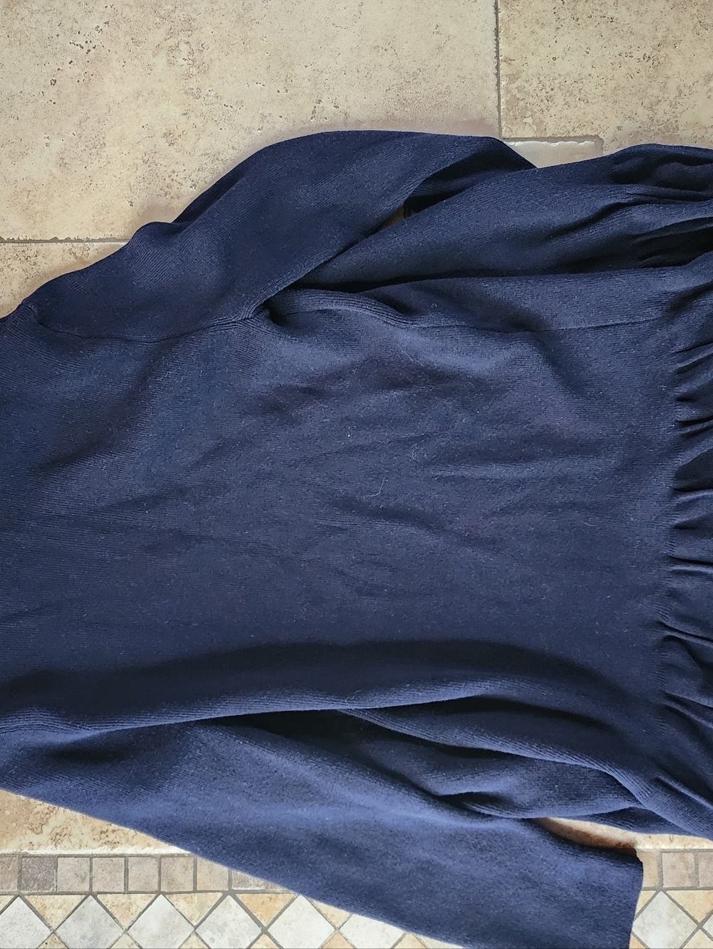 Talbots Navy Open-Front Ruffle-Hem Cardigan - Picture 5 of 5